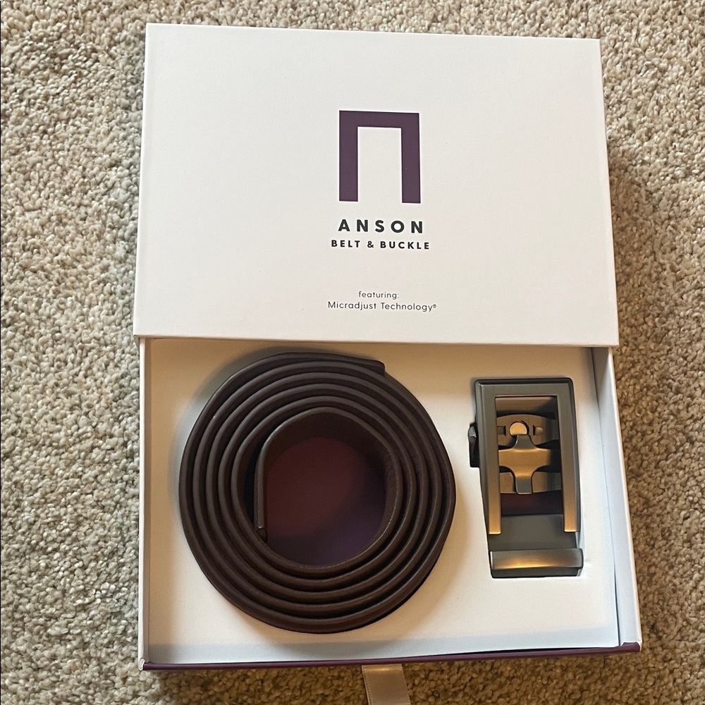 NWT Men's Brown Suede Belt with Silver Buckle